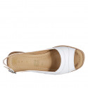 Woman's sandal in white leather wedge heel 5 - Available sizes:  32, 33, 34