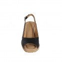 Sandale pour femmes en cuir noir talon compensé 5 - Pointures disponibles:  32, 33, 34