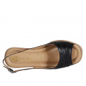 Woman's sandal in black leather wedge heel 5 - Available sizes:  32, 33, 34