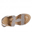 Woman's sandal in grey suede with rhinestones, platform and wedge 9 - Available sizes:  31, 32, 33, 34, 35