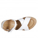 Woman's strap platform sandal in white leather wedge heel 9 - Available sizes:  31, 32, 33, 34, 35