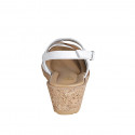 Woman's sandal in cognac brown, taupe and white leather wedge heel 5 - Available sizes:  32, 33, 34