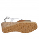 Sandale pour femmes en cuir cognac, blanc et taupe talon compensé 5 - Pointures disponibles:  32, 33, 34