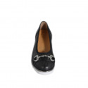 Escarpin pour femmes avec semelle amovible et accessoire en cuir perforé noir talon compensé 4 - Pointures disponibles:  32, 33, 34, 35, 42, 43, 44, 45, 46