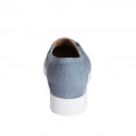 Woman's shoe with elastics and accessory in bluegrey suede heel 3 - Available sizes:  32, 33, 34, 35, 42, 43, 44, 45, 46