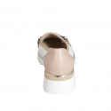 Woman's mocassin with accessory in white, nude and multicolored printed leather heel 4 - Available sizes:  32, 33, 34, 35, 42, 43, 44, 45, 46