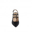 Pointy Mary Jane slingback with two straps in black leather heel 7 - Available sizes:  32, 33, 34, 35, 42, 43, 44