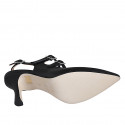 Mary Jane slingback a punta con due cinturini in pelle nera tacco 7 - Misure disponibili: 32, 33, 34, 35, 42, 43, 44