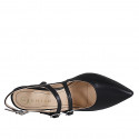 Mary Jane slingback a punta con due cinturini in pelle nera tacco 7 - Misure disponibili: 32, 33, 34, 35, 42, 43, 44