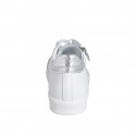 Woman's laced shoe with removable insole and zipper in white and silver laminated leather wedge heel 3 - Available sizes:  42, 43, 44, 45, 46