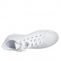 Woman's laced shoe with removable insole and zipper in white and silver laminated leather wedge heel 3 - Available sizes:  42, 43, 44, 45, 46