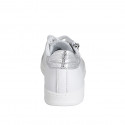 Woman's laced shoe with removable insole and zipper in white and silver laminated leather wedge heel 2 - Available sizes:  32, 33, 34, 35