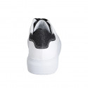 Woman's laced shoe with removable insole in white and black glittered leather wedge heel 4 - Available sizes:  42, 43, 44, 45, 46