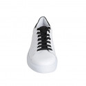 Woman's laced shoe with removable insole in white and black glittered leather wedge heel 4 - Available sizes:  42, 43, 44, 45, 46