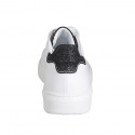 Woman's laced shoe with removable insole in white and black glittered leather wedge heel 3 - Available sizes:  32, 33, 34, 35