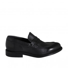 Men's high-quality mocassin in black leather - Available sizes:  36, 38, 46, 47, 48, 49, 50, 51, 52, 53, 54