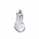 Chaussure ouverte pour femmes avec courroie en cuir blanc talon compensé 5 - Pointures disponibles:  32, 33, 34, 35, 42, 43, 44, 45