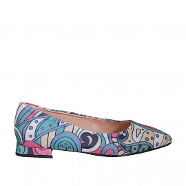 Woman's pointy ballerina shoe in multicolored fabric with rhinestones heel 2 - Available sizes:  32, 33, 34, 35, 42, 45