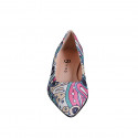 Ballerina da donna a punta in tessuto multicolor con strass tacco 2 - Misure disponibili: 32, 33, 34, 35, 42, 43, 44, 45