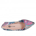 Ballerina da donna a punta in tessuto multicolor con strass tacco 2 - Misure disponibili: 32, 33, 34, 35, 42, 43, 44, 45