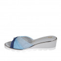 Woman's mule in light blue, blue grey and blue suede wedge heel 4 - Available sizes:  32, 33, 34, 35