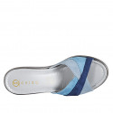 Woman's mule in light blue, blue grey and blue suede wedge heel 4 - Available sizes:  32, 33, 34, 35