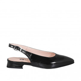 Chaussure ouverte au talon à bout pointu pour femmes en cuir verni noir avec talon 2 - Pointures disponibles:  34, 35, 42, 43, 44, 45