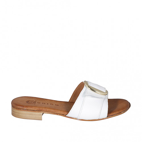 Woman's mules with buckle in white...