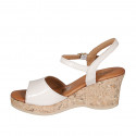 Woman's strap sandal in nude patent leather with platform and wedge heel 7 - Available sizes:  32, 33, 34, 35