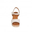 Woman's strap sandal in nude patent leather with platform and wedge heel 7 - Available sizes:  32, 33, 34, 35