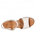 Woman's strap sandal in nude patent leather with platform and wedge heel 7 - Available sizes:  32, 33, 34, 35