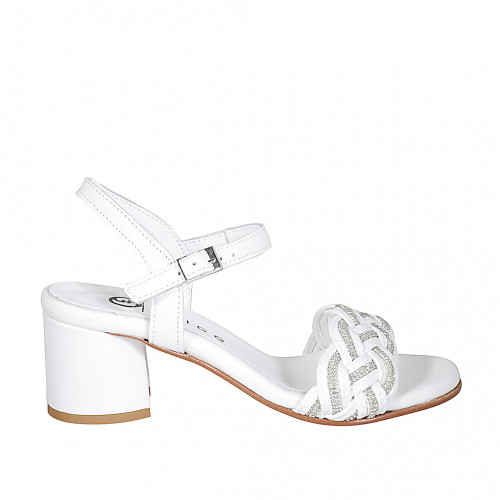 Woman's sandal in white leather and...