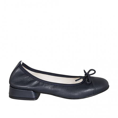 Ballerine pour femmes en cuir bleu...