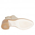 Stivaletto da donna in pelle intarsiata beige con elastico e cerniera tacco 6 - Misure disponibili: 32, 33, 34, 35