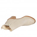 Stivaletto da donna in pelle intarsiata beige con elastico e cerniera tacco 6 - Misure disponibili: 32, 33, 34, 35