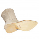 Stivale texano da donna con mezza cerniera in pelle e pelle forata beige tacco 5 - Misure disponibili: 32, 33, 34, 35, 42, 43, 44, 45, 46, 47