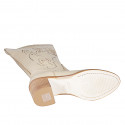 Stivale da donna con mezza cerniera in pelle e pelle forata beige tacco 6 - Misure disponibili: 32, 33, 34, 35, 42, 43, 44, 45, 46, 47