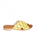 Woman's mule in yellow, orange and blue raffia heel 2 - Available sizes:  32, 33, 34, 35, 42, 43, 44, 45