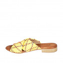 Woman's mule in yellow, orange and blue raffia heel 2 - Available sizes:  32, 33, 34, 35, 42, 43, 44, 45