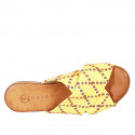 Woman's mule in yellow, orange and blue raffia heel 2 - Available sizes:  32, 33, 34, 35, 42, 43, 44, 45