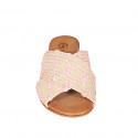 Woman's mule in beige, pink and white raffia heel 2 - Available sizes:  32, 33, 34, 35, 42, 43, 44, 45