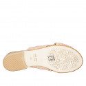 Woman's mule in beige, pink and white raffia heel 2 - Available sizes:  32, 33, 34, 35, 42, 43, 44, 45