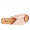 Woman's mule in beige, pink and white raffia heel 2 - Available sizes:  32, 33, 34, 35, 42, 43, 44, 45