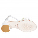 Woman's open shoe with strap in white leather with golden net heel 5 - Available sizes:  32, 33, 34, 35, 42, 43, 44, 45