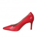 Zapato de salon puntiagudo para mujer en piel roja con tacon 7 - Tallas disponibles:  31, 32, 33, 34, 35, 42, 43, 44, 45