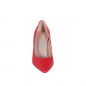 Zapato de salon puntiagudo para mujer en piel roja con tacon 7 - Tallas disponibles:  31, 32, 33, 34, 35, 42, 43, 44, 45