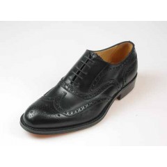 Chaussure richelieu élégant avec bout Brogue pour hommes en cuir noir - Pointures disponibles:  54