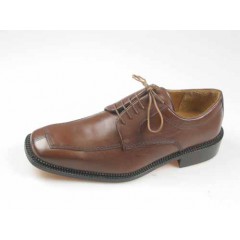 Men's laced derby shoe in brown leather - Available sizes:  46, 52