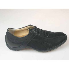 Chaussure sportif à lacets pour hommes en cuir et tissu noir - Pointures disponibles:  36, 46