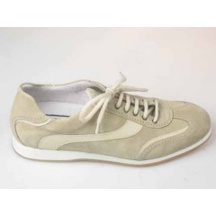 Chaussure à lacets pour hommes en daim et cuir beige - Pointures disponibles:  36, 38